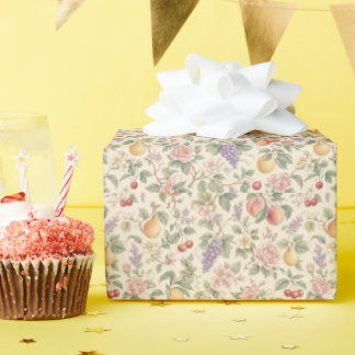 Antikes Blumen- und Fruchtmuster Geschenkpapier