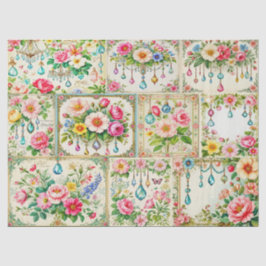 Antikes Blumen- und Juwelen-Seidenpapier. Seidenpapier