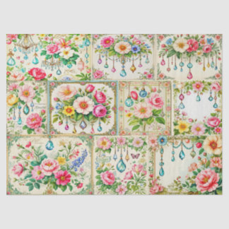 Antikes Blumen- und Juwelen-Seidenpapier. Seidenpapier