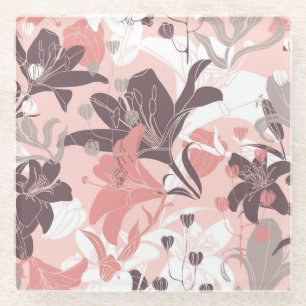 Antikes Blumen-Vorhang-Design Textur Glasuntersetzer