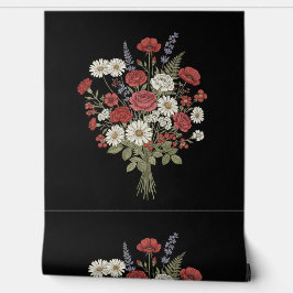 Antikes Blumenbouquet Schwarze Textur  Tapete