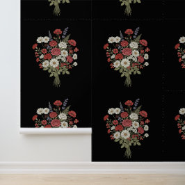 Antikes Blumenbouquet Schwarze Textur Tapete