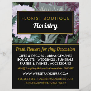 Antikes Blumendesign, Floristrische Werbung Flyer