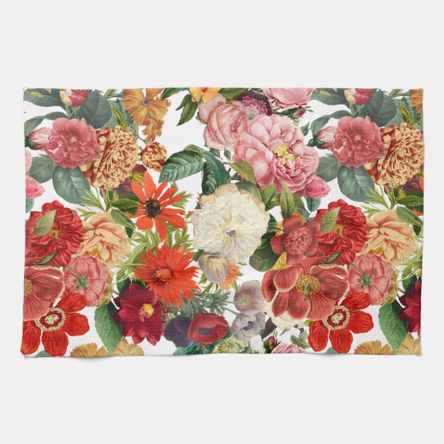 Antikes Blumengartenmuster    Geschirrtuch (Horizontal)