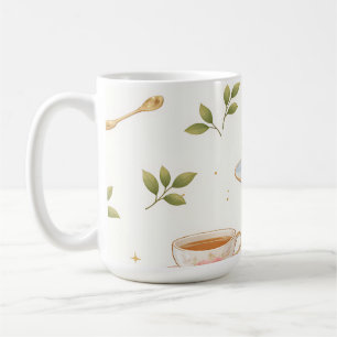 Antikes Blumengeschirr Nahtloses Muster Kaffeetasse