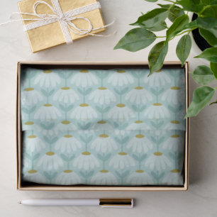 Antikes Blumenmuster Gänseblümchen Teal Blau & Oli Seidenpapier