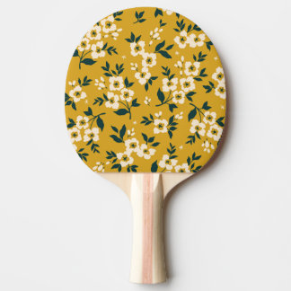 Antikes Blumenmuster, kleine weiße Blüten. Tischtennis Schläger
