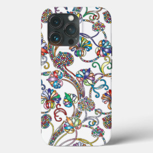 Antikes Blumenmuster Mehrfarbig auf Weiß Case-Mate iPhone Hülle