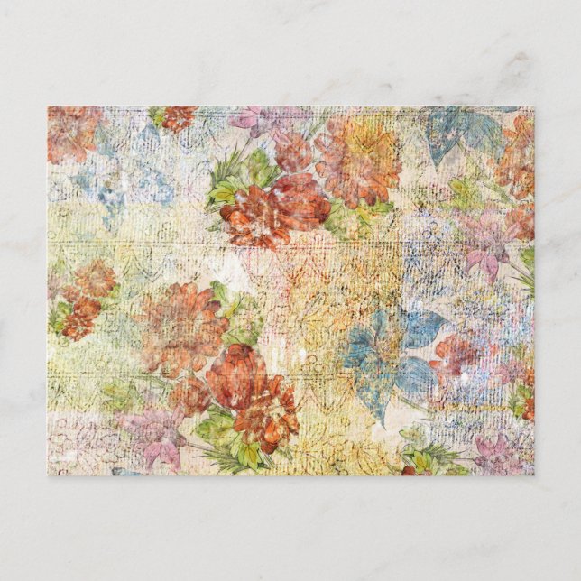 Antikes Blumenmuster mit distressed-Effekt Postkarte (Vorderseite)