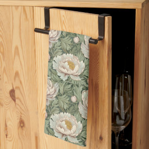 Antikes Blumenmuster mit Pfingstrosen Geschirrtuch