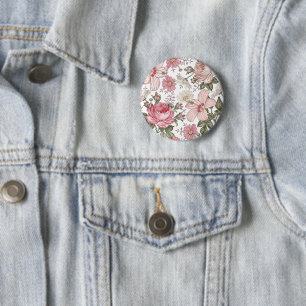 Antikes Blumenmuster mit Rosen Button