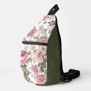 Antikes Blumenmuster mit Rosen Crossbody Bag
