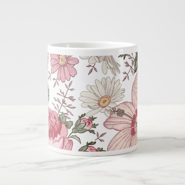Antikes Blumenmuster mit Rosen Jumbo-Tasse (Vorderseite)