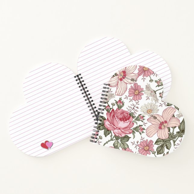 Antikes Blumenmuster mit Rosen Notizbuch (Innenseite)