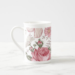 Antikes Blumenmuster mit Rosen Prozellantasse