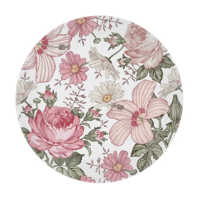 Antikes Blumenmuster mit Rosen Schneidebrett (Vorderseite)