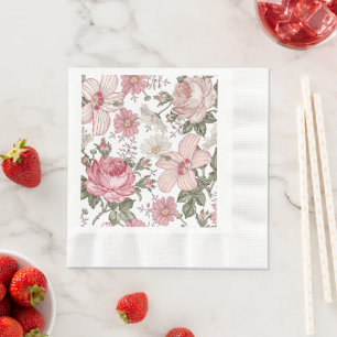 Antikes Blumenmuster mit Rosen Serviette