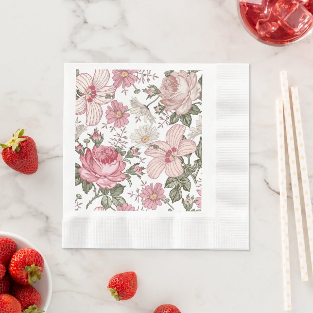 Antikes Blumenmuster mit Rosen Serviette (Beispiel)