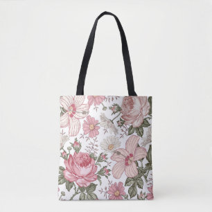Antikes Blumenmuster mit Rosen Tasche