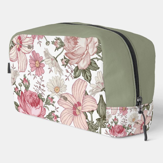 Antikes Blumenmuster mit Rosen Waschbeutel (Rechte Ecke)