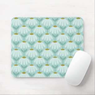 Antikes Blumenmuster Teal Blau & Olivgrün Mousepad