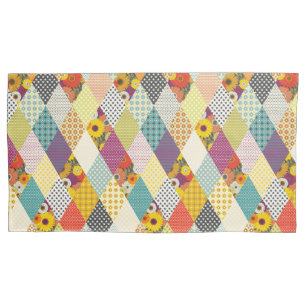 antikes Blumenpatchwork-Quilt Kissenbezug
