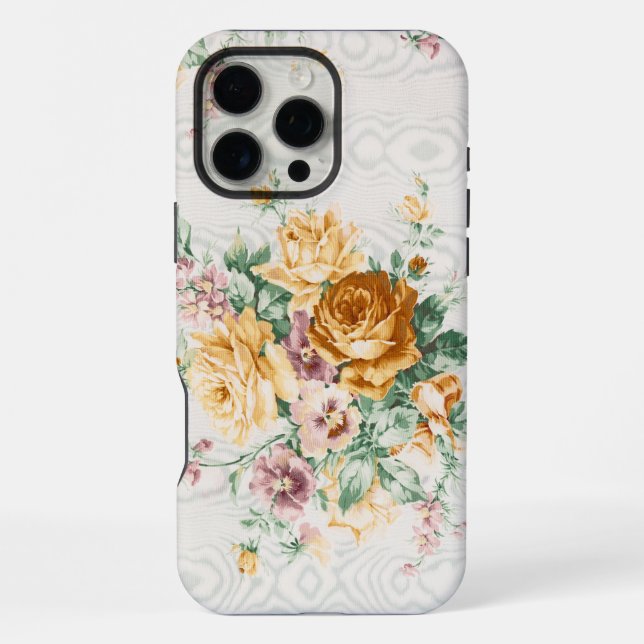 Antikes Blumenstoffmuster iPhone 16 Pro Max Hülle (Rückseite)