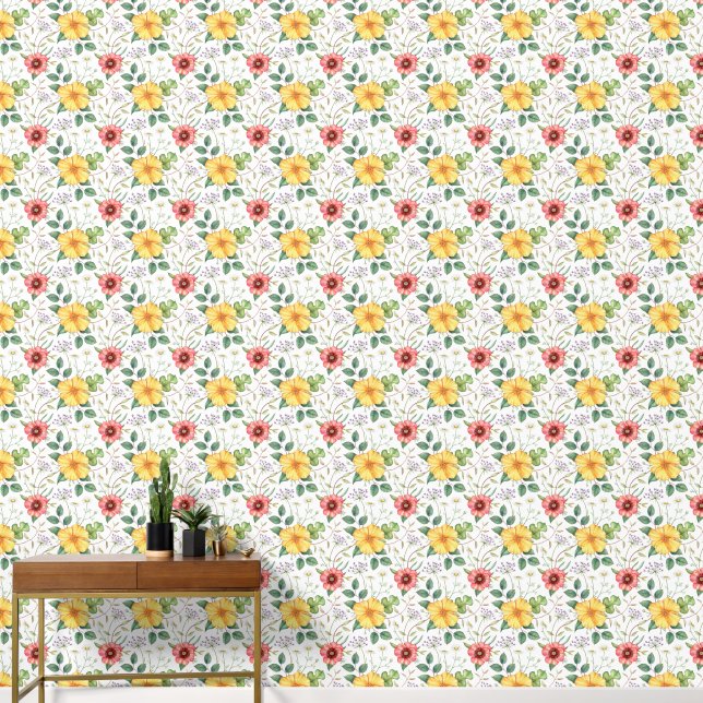 Antikes Blumenwallpaper, große Blumen, JedeFarbe Tapete (Korridor)