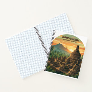 Antikes Borobudur-Tempel Indonesien Sonnenaufgang Notizbuch