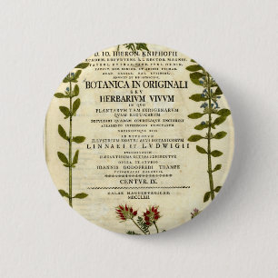 Antikes Botanik-Buchzeichen Button