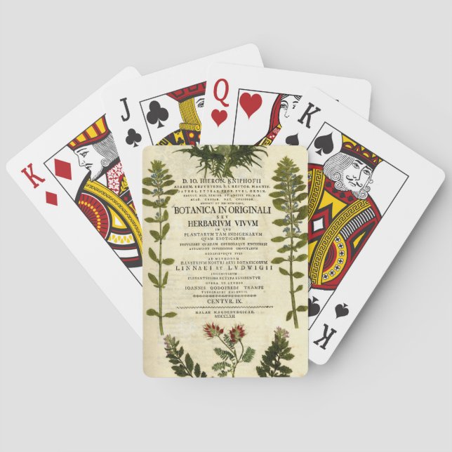 Antikes Botanik-Buchzeichen Spielkarten (Rückseite)