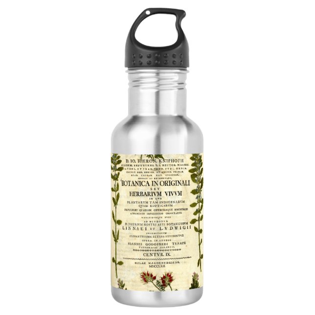 Antikes Botanik-Buchzeichen Trinkflasche (Vorderseite)