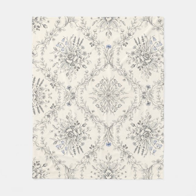 Antikes botanisches Blumengartenmuster Fleecedecke (Vorderseite)