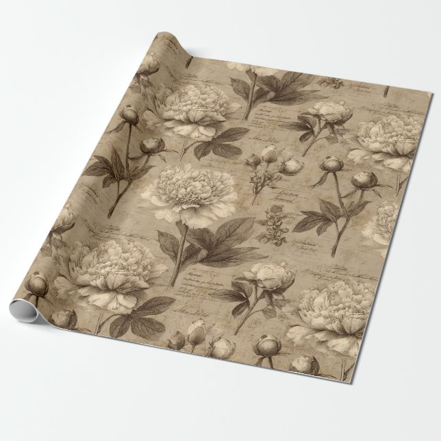 Antikes botanisches Blumenmuster (2) Geschenkpapier (Ungerollt)