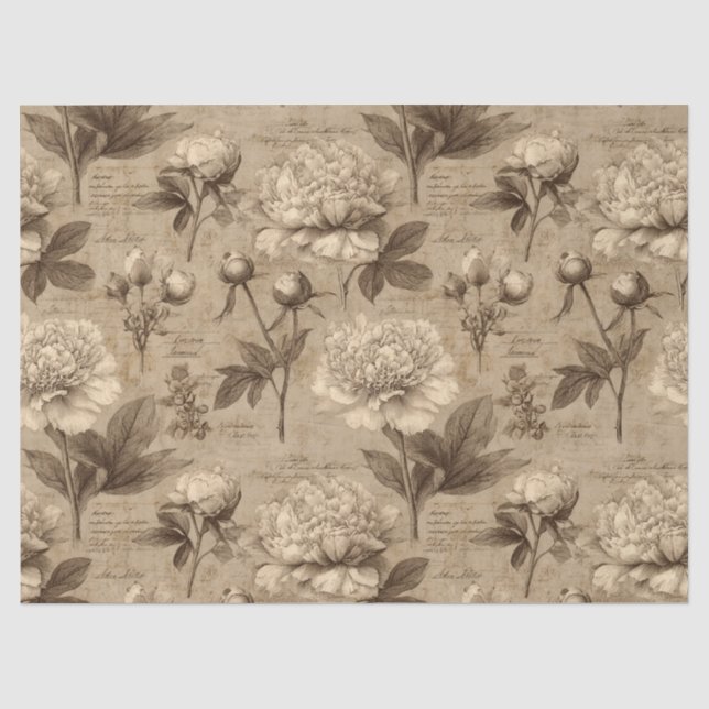 Antikes botanisches Blumenmuster (2) Seidenpapier (Vorderseite)