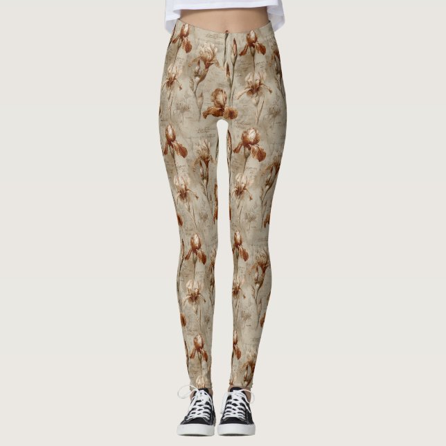 Antikes botanisches Blumenmuster (5) Leggings (Vorderseite)
