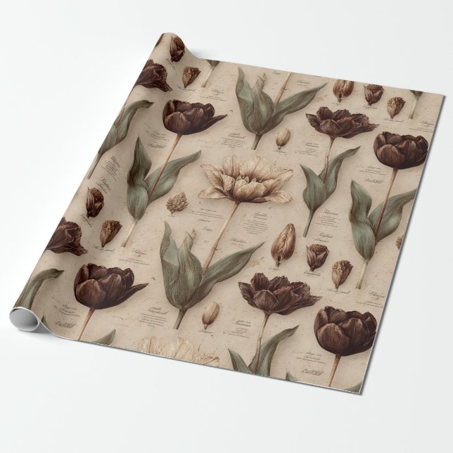 Antikes botanisches Blumenmuster (6) Geschenkpapier (Ungerollt)