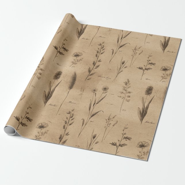 Antikes botanisches Blumenmuster (9) Geschenkpapier (Ungerollt)