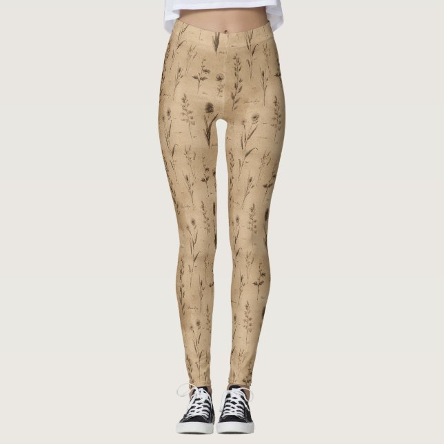 Antikes botanisches Blumenmuster (9) Leggings (Vorderseite)