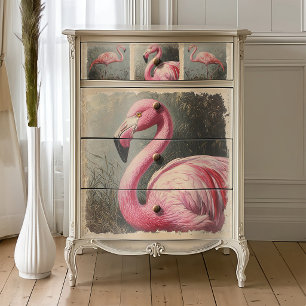 Antikes botanisches Dekor-Flamingo-Dekoupage Seidenpapier