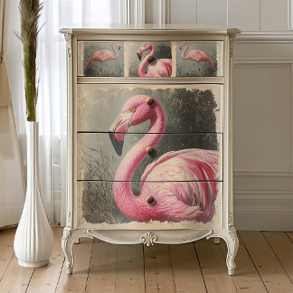 Antikes botanisches Dekor-Flamingo-Dekoupage Seidenpapier