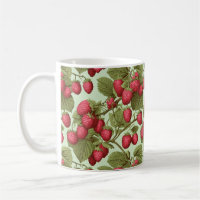Antikes botanisches Himbeer-Muster Keramik-Tasse