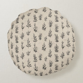 Antikes Botanisches Kräutermuster – Vintage Floral Rundes Kissen