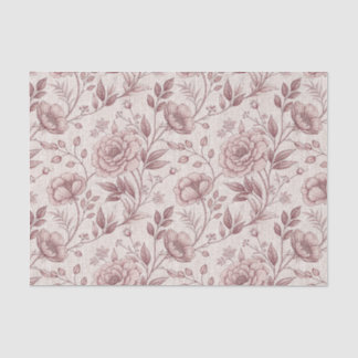 Antikes botanisches Rosenblumen-Leinen-Textur-Prin Seidenpapier