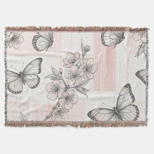 Antikes Botanisches Schmetterlings-Toile-Muster (9 Decke