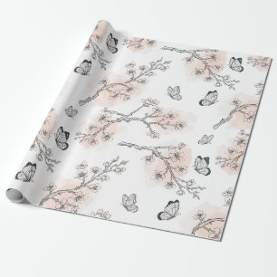 Antikes botanisches Schmetterlings-Toile-Muster (9 Geschenkpapier