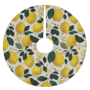 Antikes botanisches Zitronen-Nahtlosmuster Polyester Weihnachtsbaumdecke