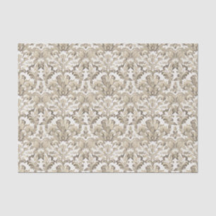 Antikes braunes ornamentales Damastmuster Seidenpapier