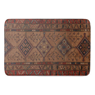 Antikes braunes Persisches Rug mit geometrischen F Badematte