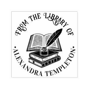 Antikes Buch, Feder & Tinte Bibliotheksbuch Name Permastempel